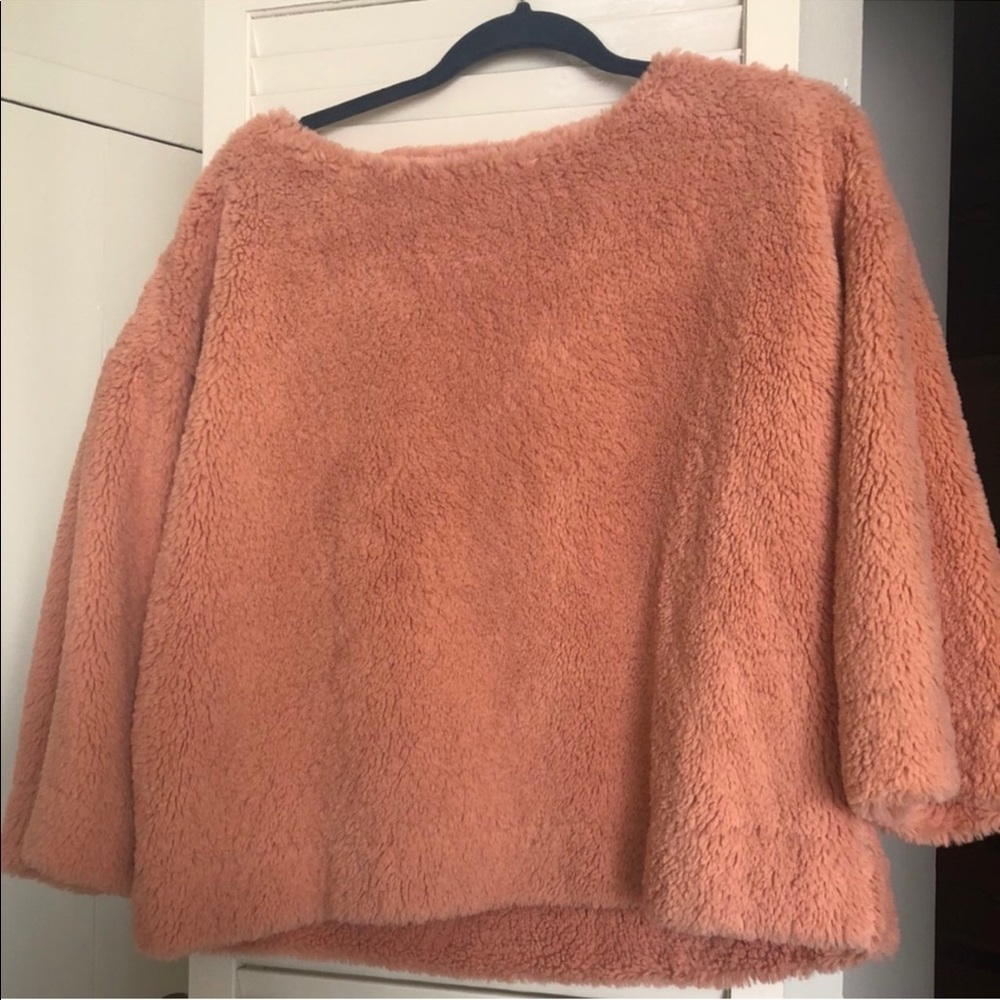 Madewell pink fuzzy sweater